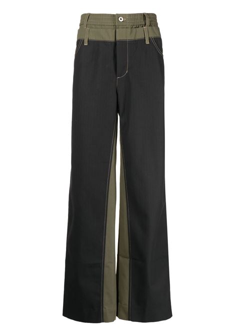Khaki patchwork double-waist jeans - men FENG CHEN WANG | FMS15TR08KHK